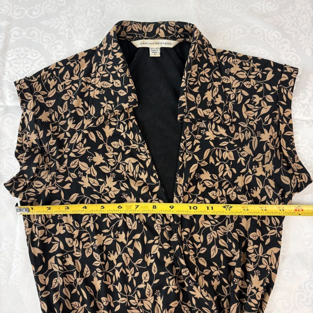 Diane von Furstenberg Floral Wrap Dress 100% Silk Midi Length Autumn Size 6 (S) - Picture 5 of 6